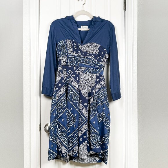 HOLDING HORSES Dresses & Skirts - Anthropologie Holding Horses Sz S Blue Bandana Dress Western Cowgirl Rockabilly